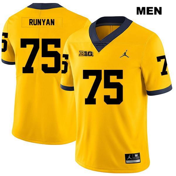 Men's NCAA Michigan Wolverines Jon Runyan #75 Yellow Jordan Brand Authentic Stitched Legend Football College Jersey DU25P56WJ